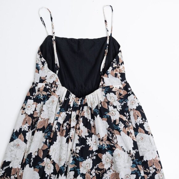 Abercrombie & Fitch Tiered Floral Maxi Dress Black White Cotton Small - Picture 10 of 15